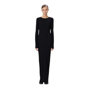 Eterne Long Sleeve Crewneck Maxi Dress Black Small